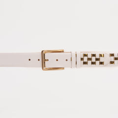 The Mackenzie White Gold Woven Leather Belt - Vinci Leather