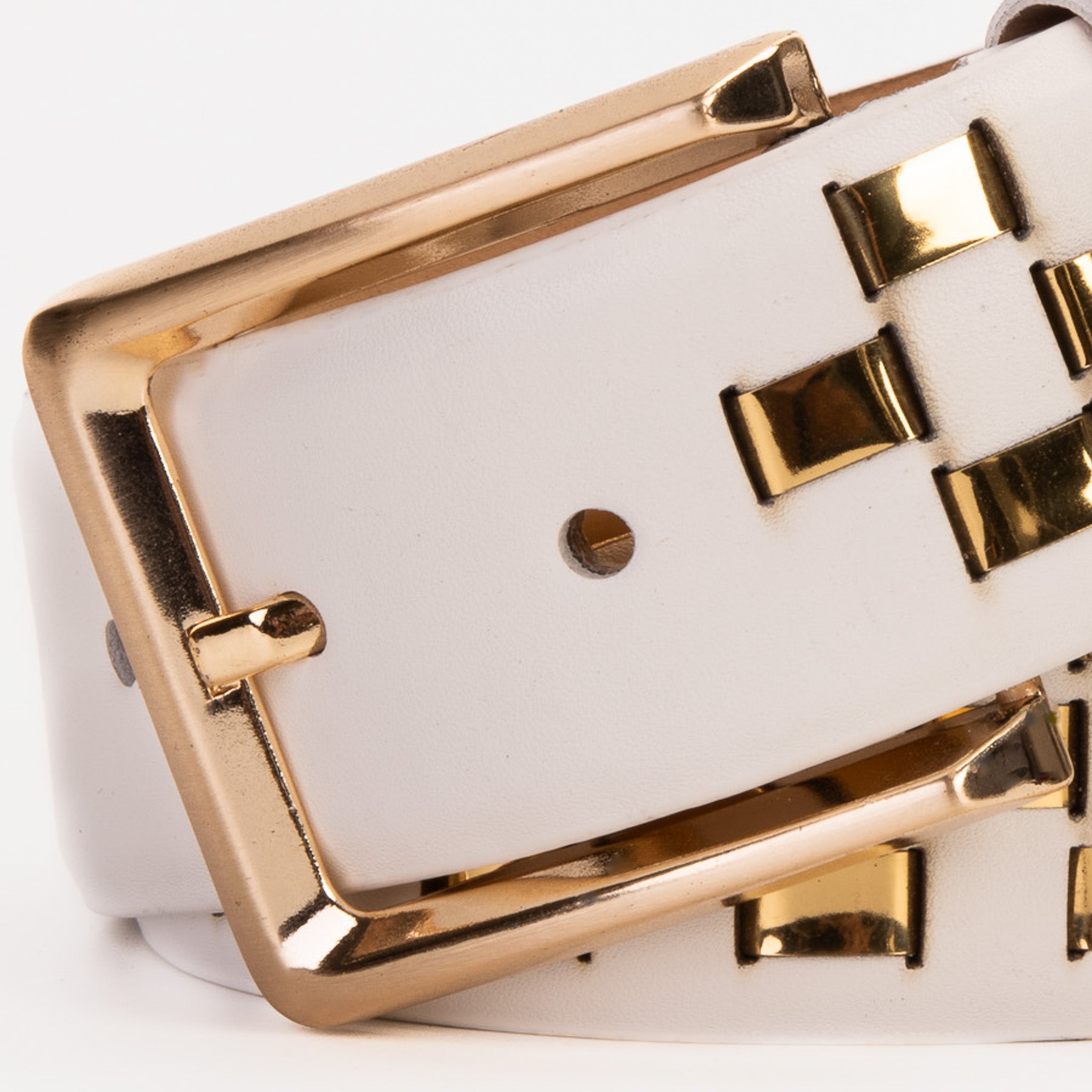 The Mackenzie White Gold Woven Leather Belt - Vinci Leather