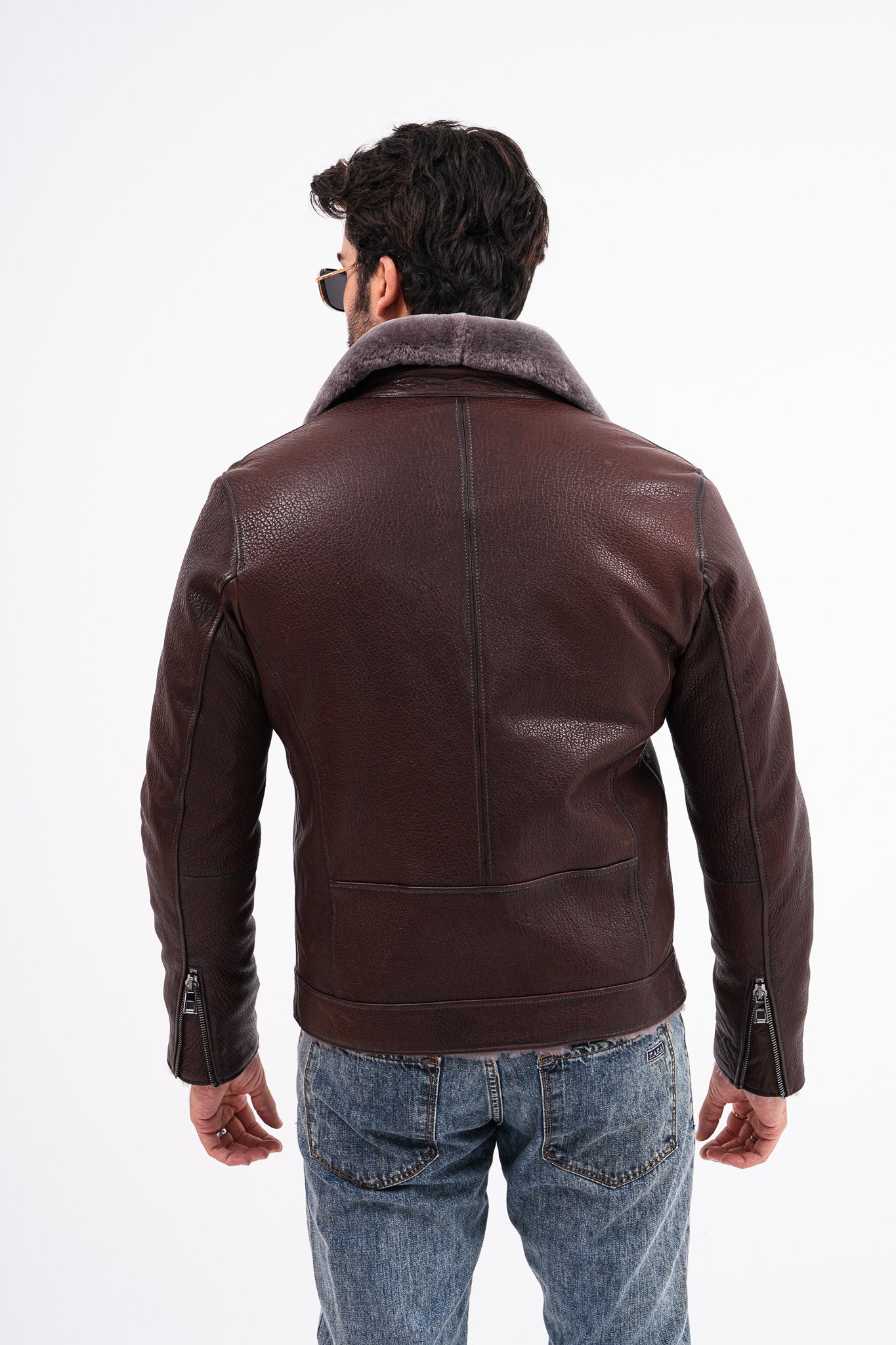 The Cortina Brown Shearling Leather Jacket - Vinci Leather