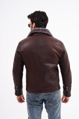 The Cortina Brown Shearling Leather Jacket - Vinci Leather