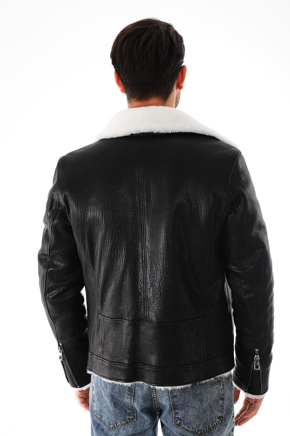 The Cortina Black Shearling Leather Jacket - Vinci Leather
