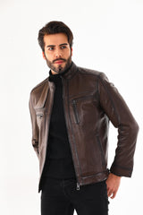 The Rossi Dark Brown Leather Jacket - Vinci Leather