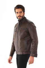 The Rossi Dark Brown Leather Jacket - Vinci Leather