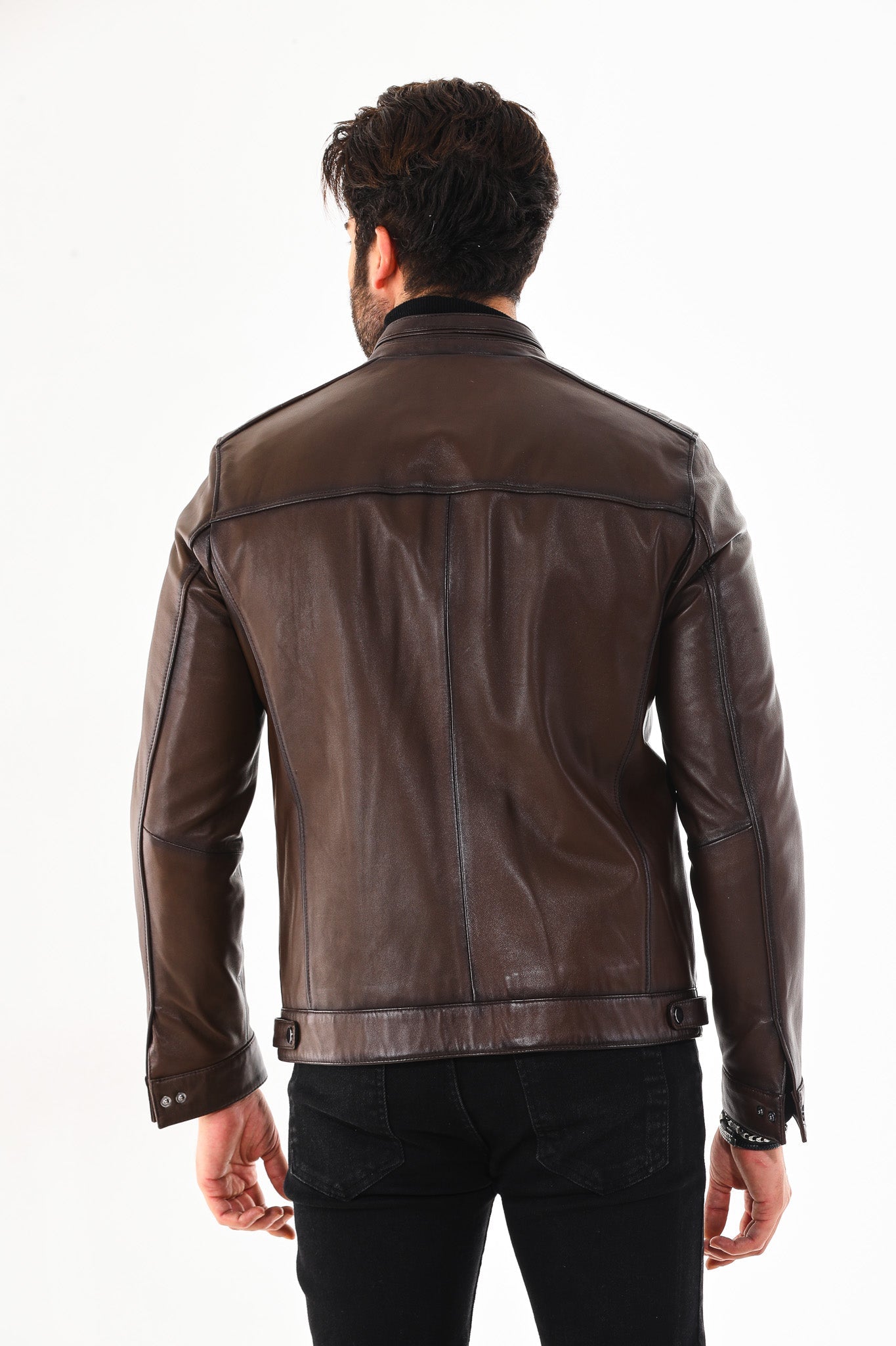 The Rossi Dark Brown Leather Jacket - Vinci Leather