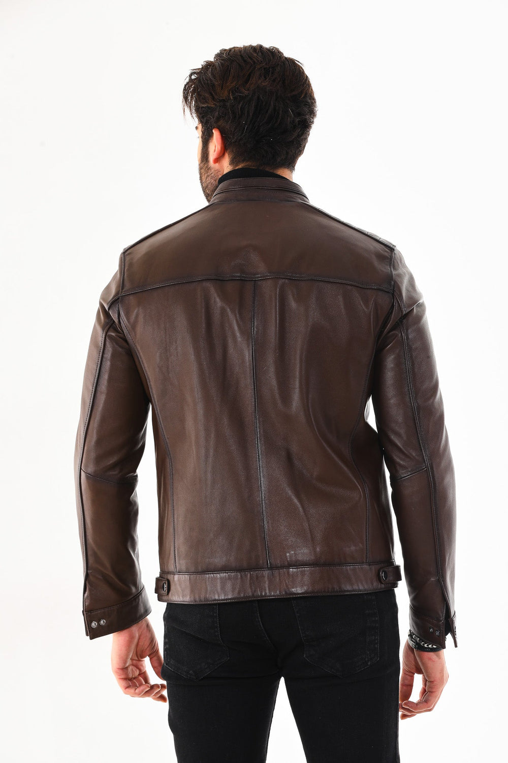 The Rossi Dark Brown Leather Jacket - Vinci Leather
