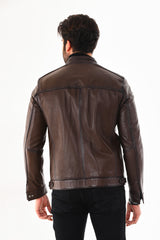 The Rossi Dark Brown Leather Jacket - Vinci Leather