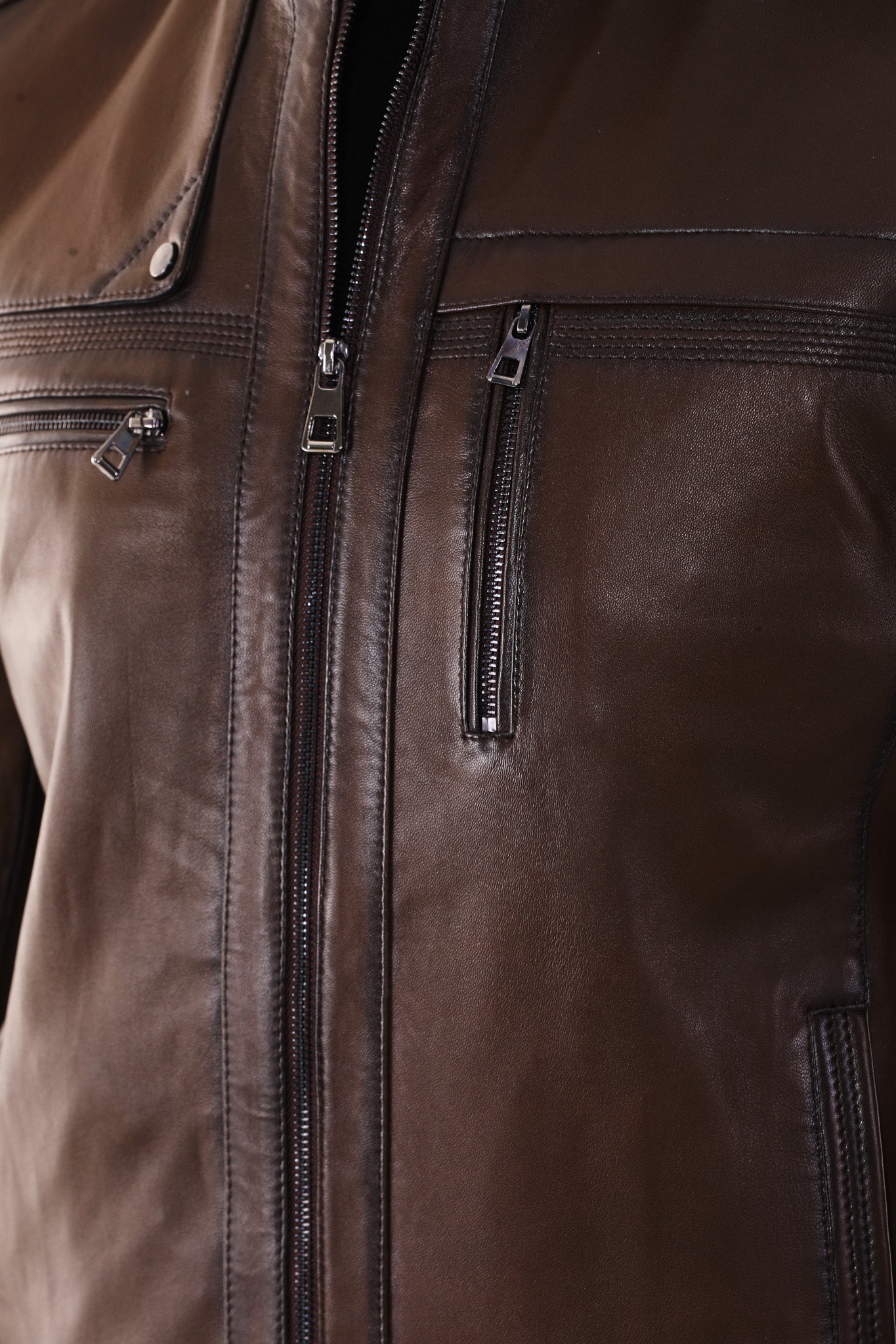 The Rossi Dark Brown Leather Jacket - Vinci Leather