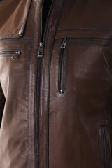The Rossi Dark Brown Leather Jacket - Vinci Leather