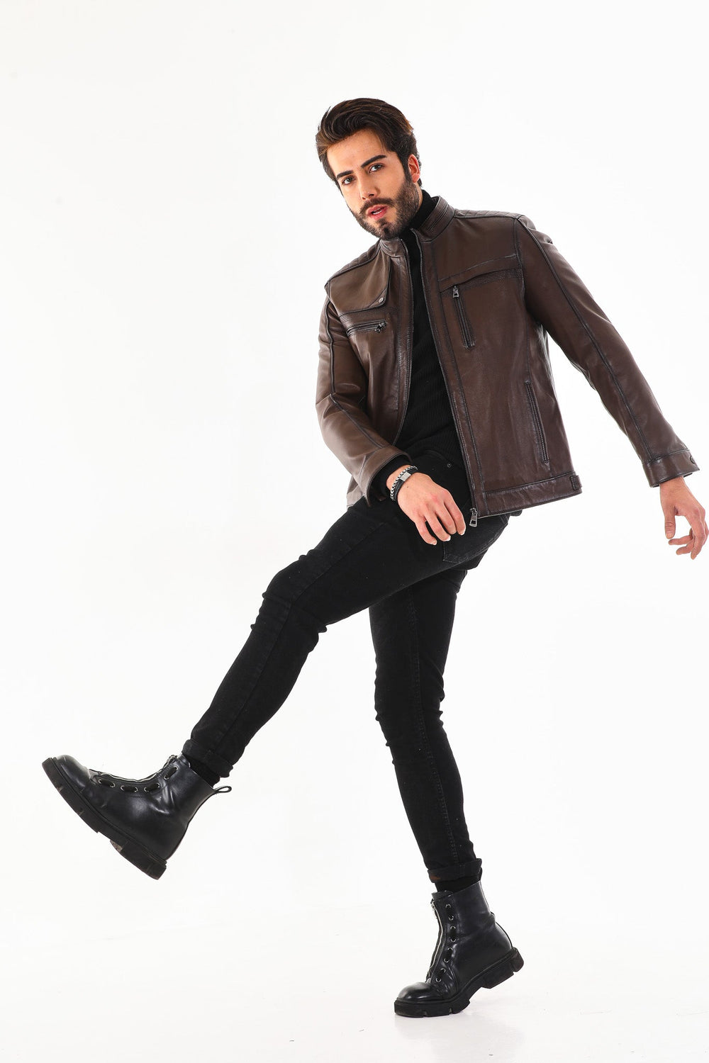 The Rossi Dark Brown Leather Jacket - Vinci Leather