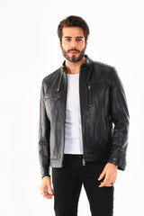The Rossi Black Leather Jacket - Vinci Leather