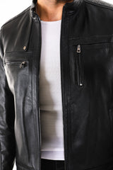The Rossi Black Leather Jacket - Vinci Leather