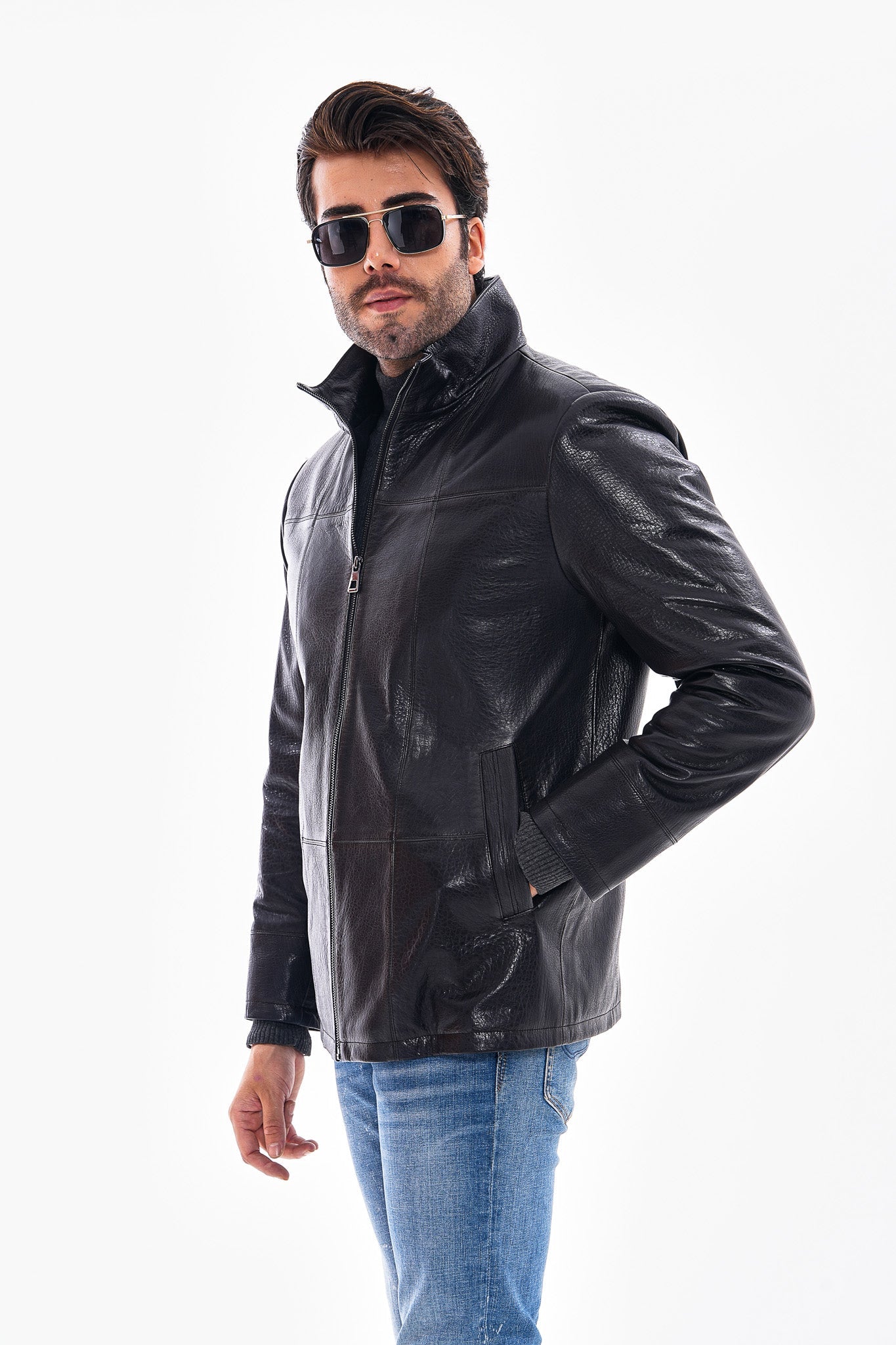 The Nero Black Leather Jacket - Vinci Leather