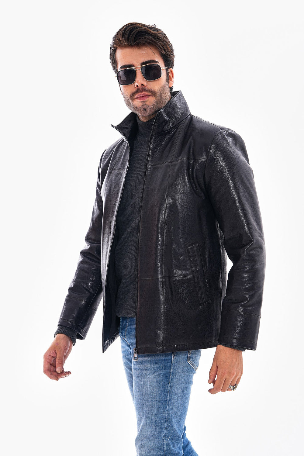 The Nero Black Leather Jacket - Vinci Leather