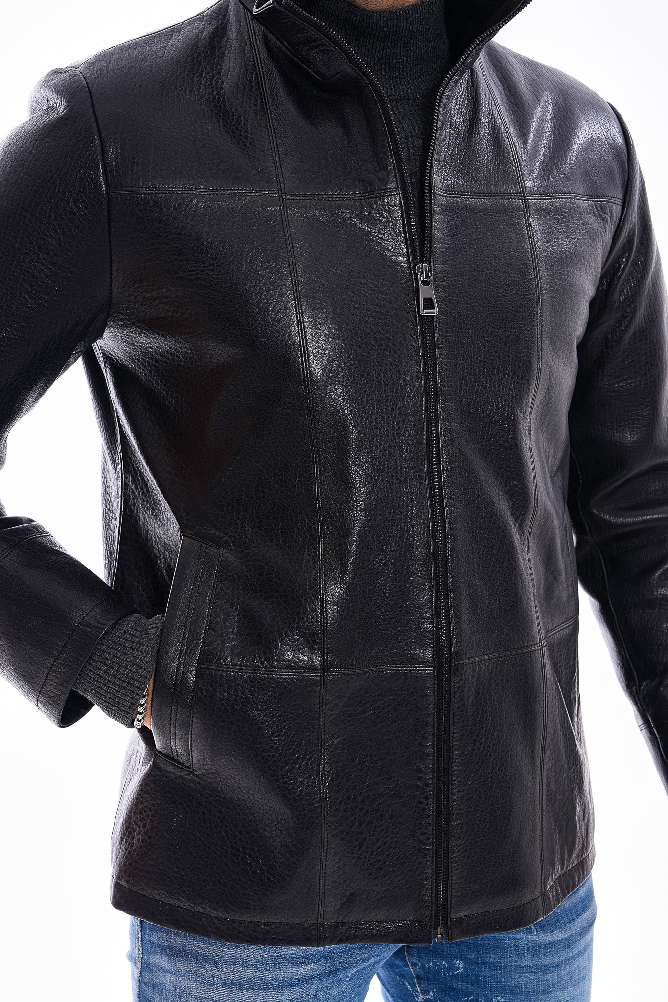 The Nero Black Leather Jacket - Vinci Leather