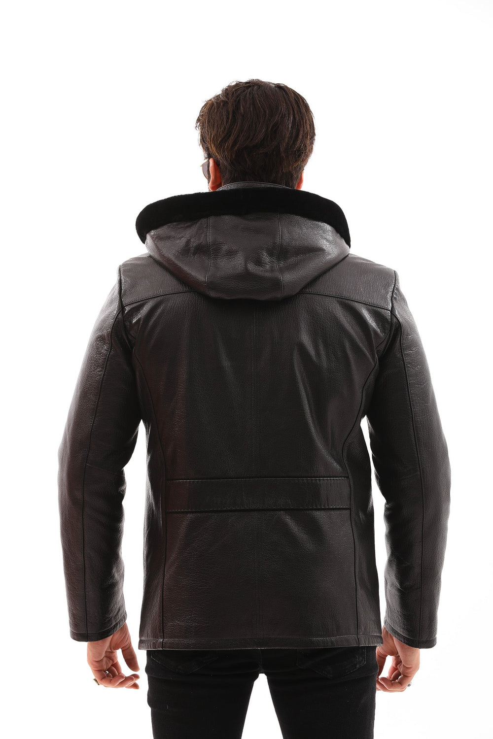 The Bergamo Black Shearling Leather Jacket - Vinci Leather