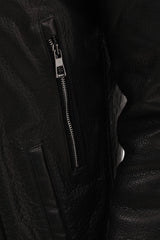 The Bergamo Black Shearling Leather Jacket - Vinci Leather