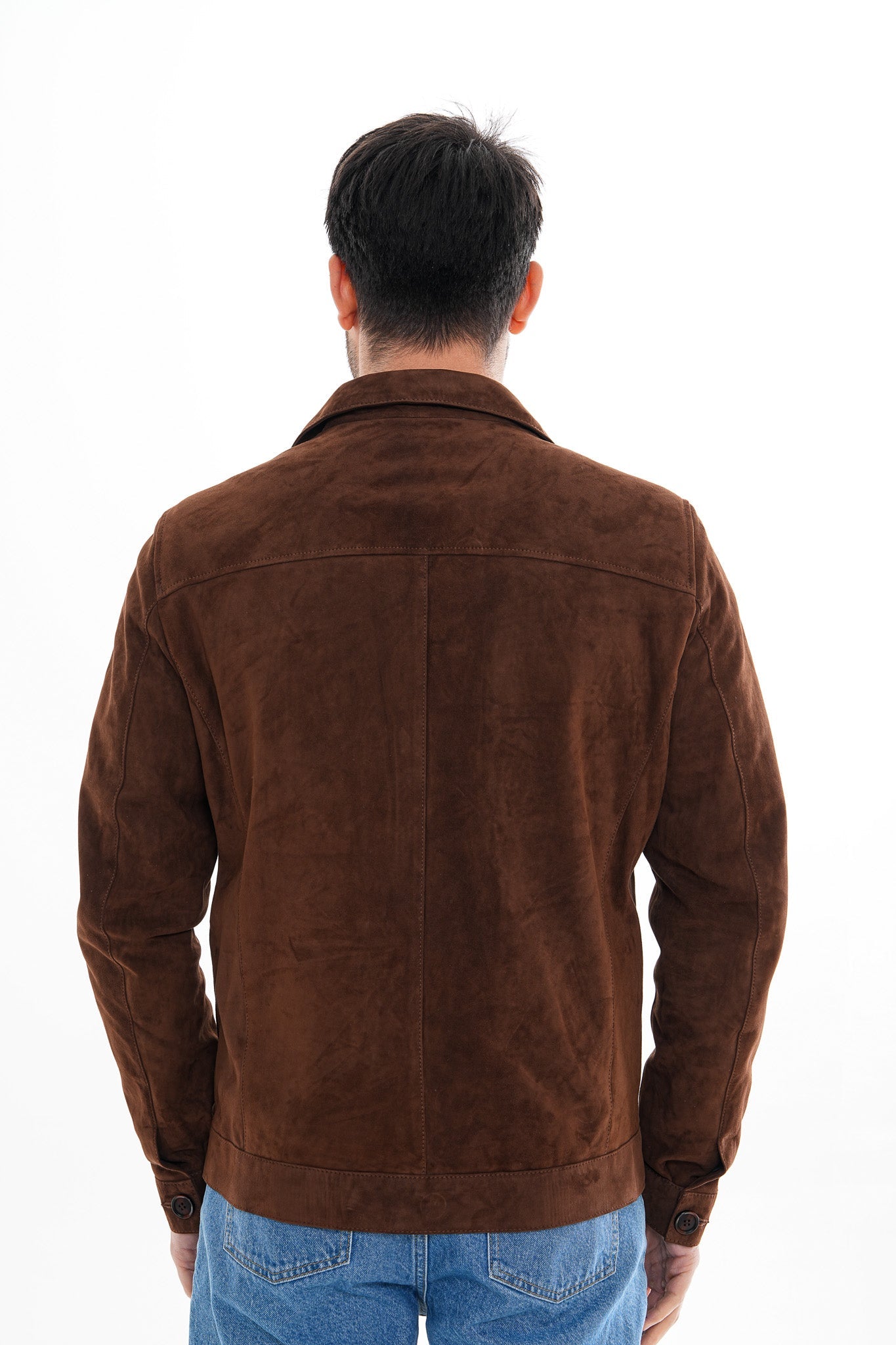 The Azzuro Suede Brown Leather Jacket - Vinci Leather