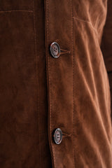 The Azzuro Suede Brown Leather Jacket - Vinci Leather