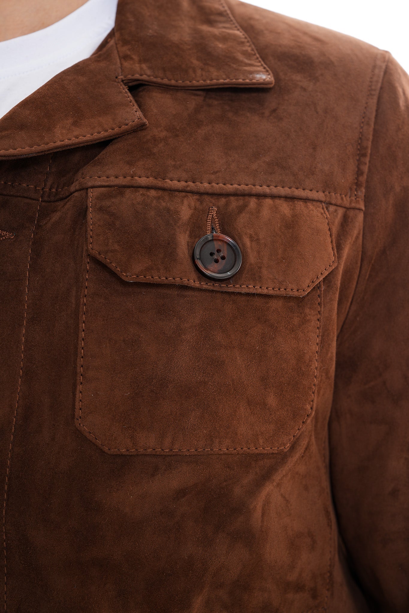 The Azzuro Suede Brown Leather Jacket - Vinci Leather