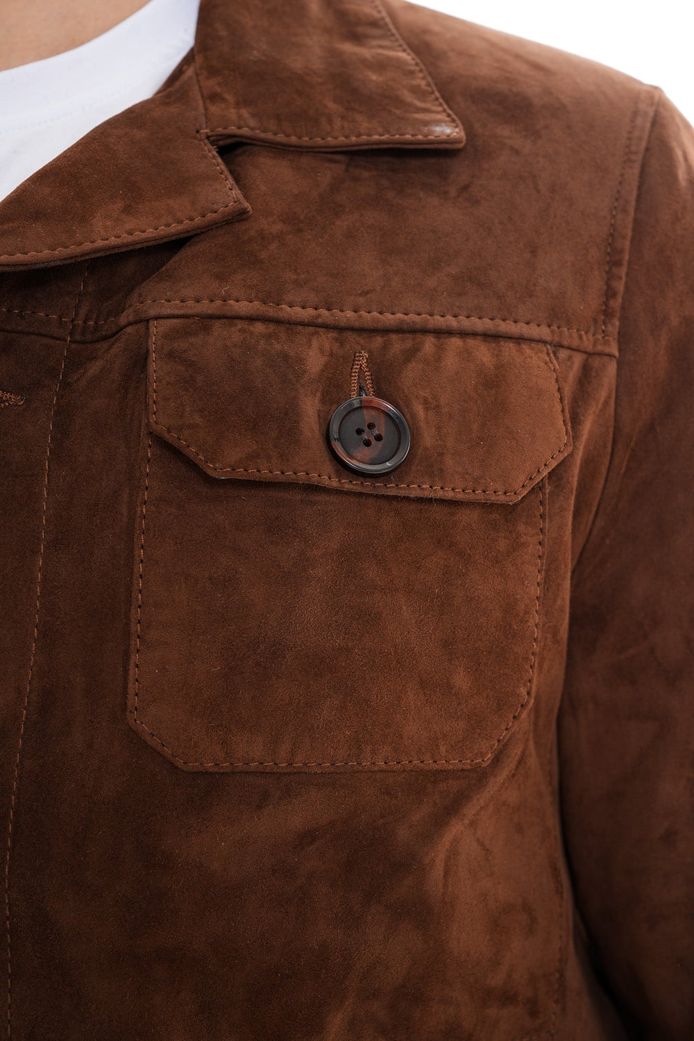 The Azzuro Suede Brown Leather Jacket - Vinci Leather