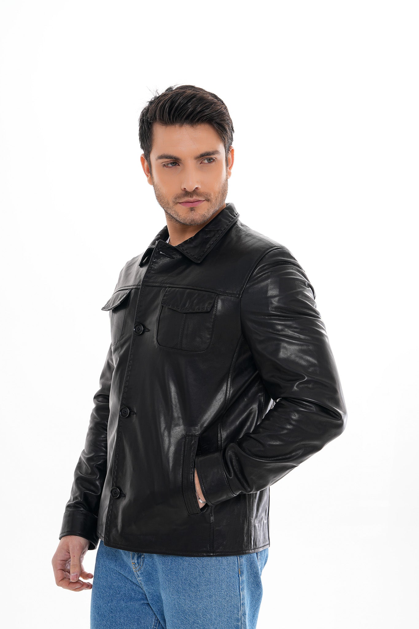 The Mantua Black Leather Jacket - Vinci Leather