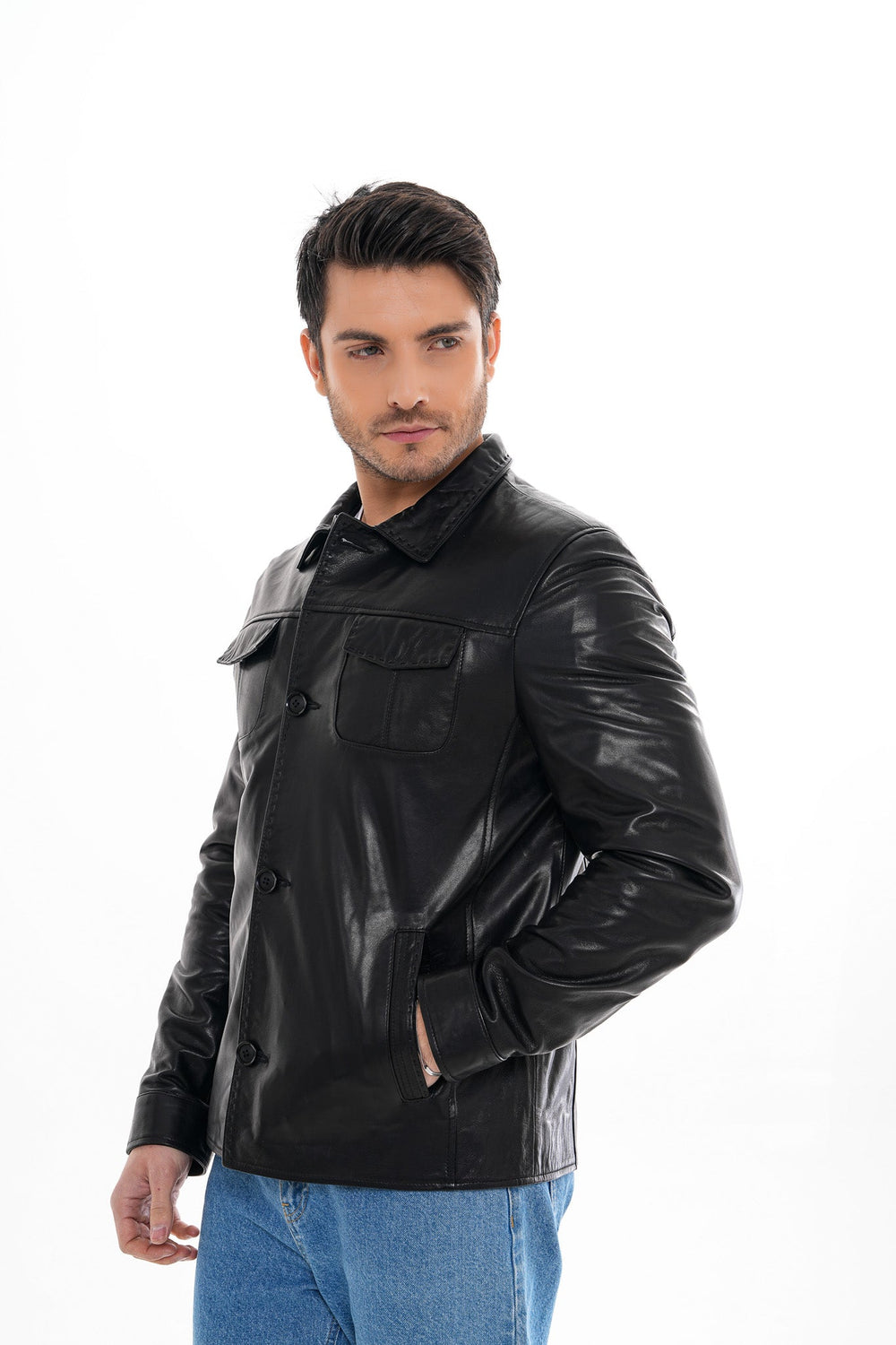 The Mantua Black Leather Jacket - Vinci Leather