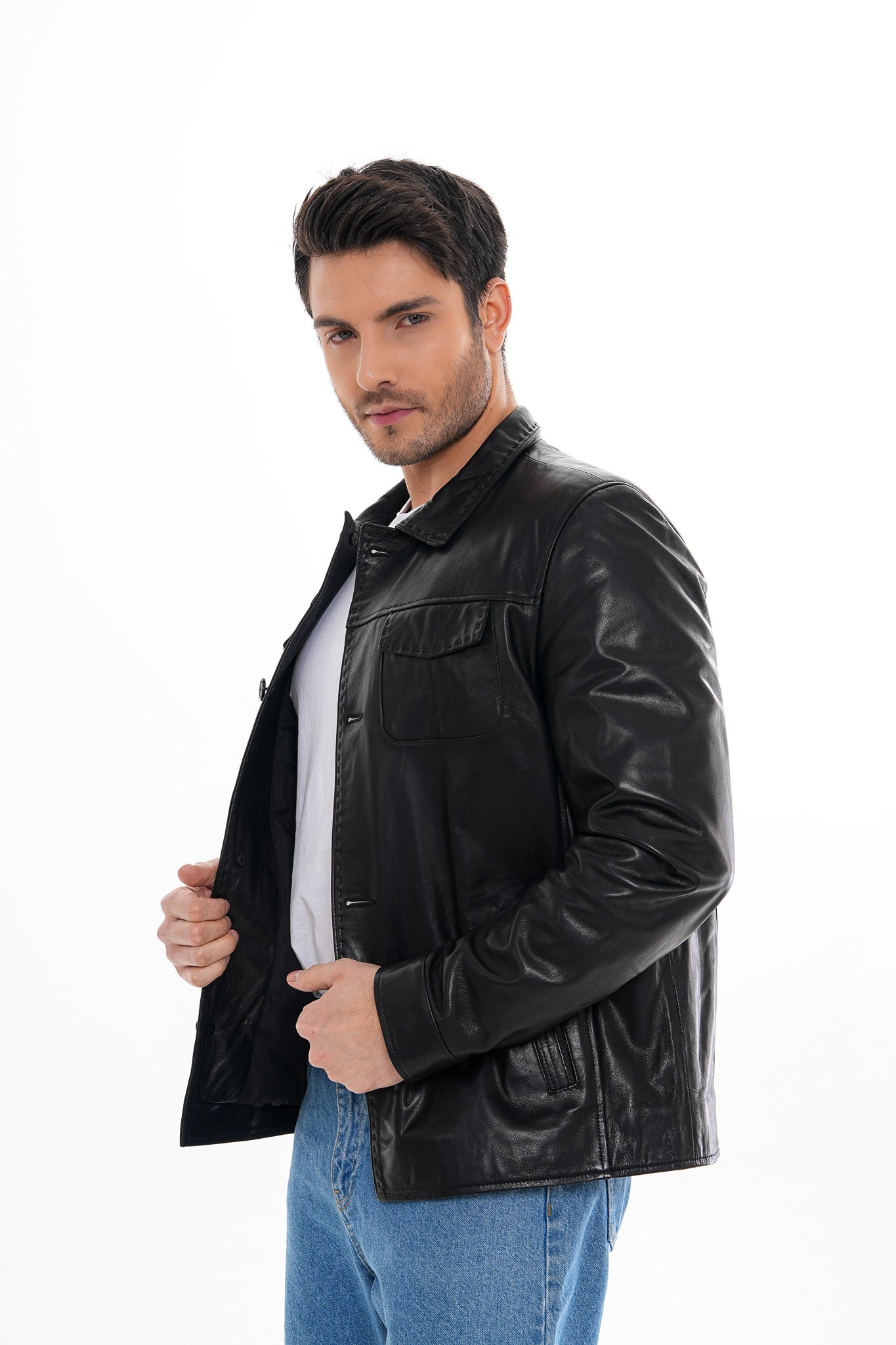The Mantua Black Leather Jacket - Vinci Leather