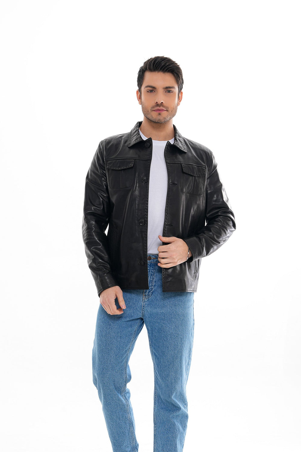 The Mantua Black Leather Jacket - Vinci Leather
