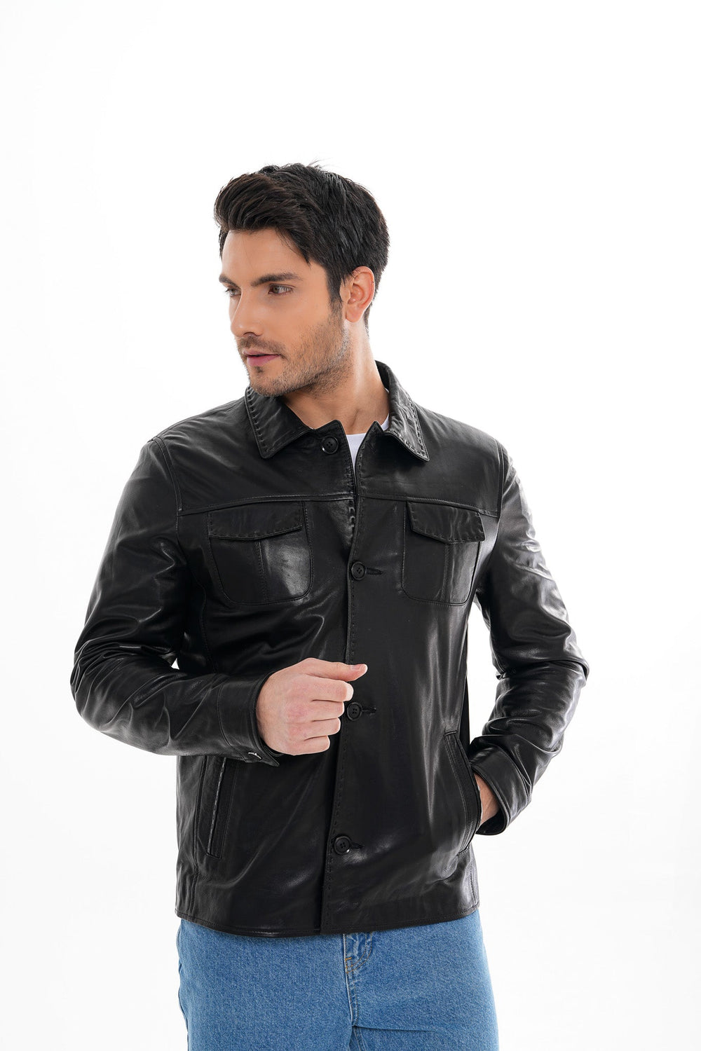 The Mantua Black Leather Jacket - Vinci Leather