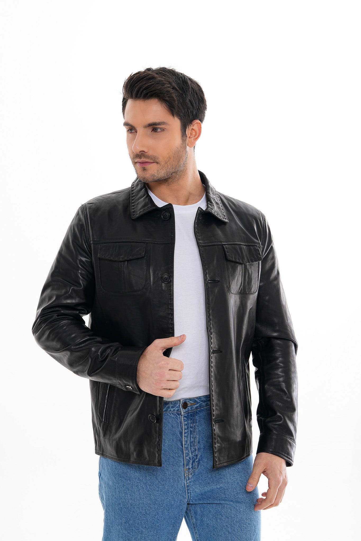 The Mantua Black Leather Jacket - Vinci Leather