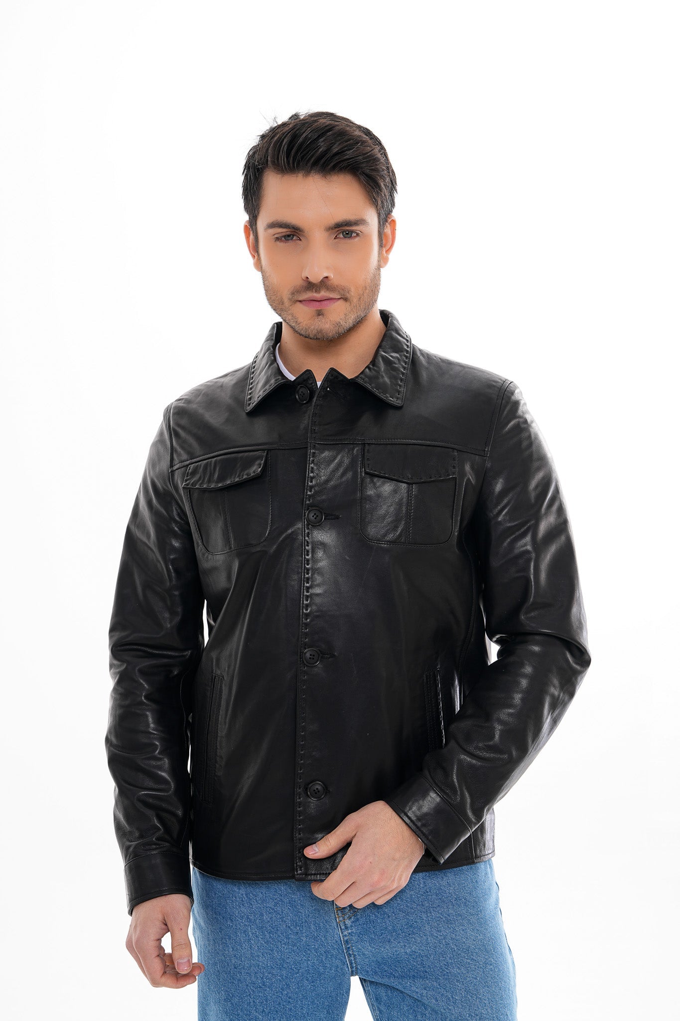 The Mantua Black Leather Jacket - Vinci Leather
