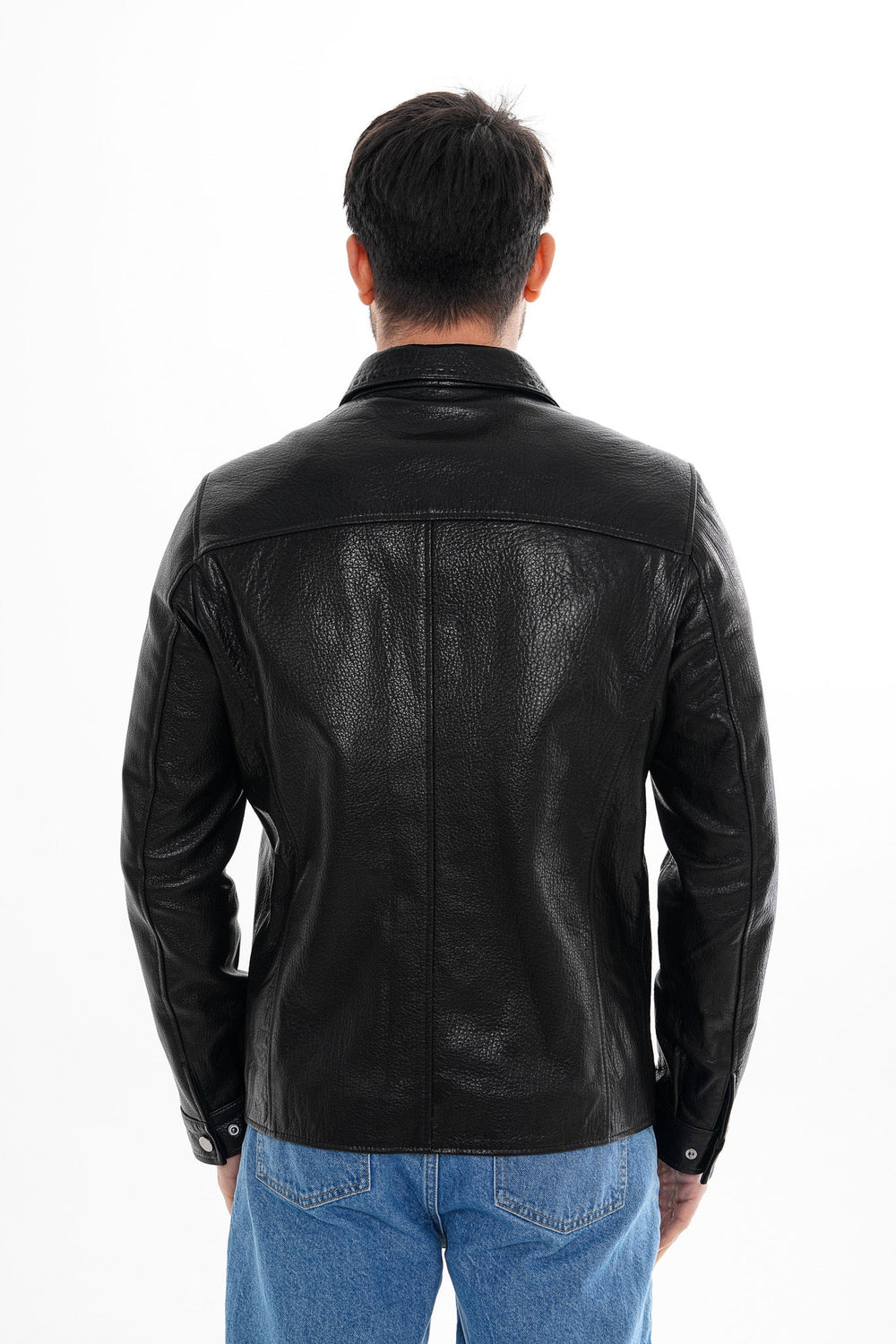 The Mantua Black Pebbled Leather Jacket - Vinci Leather