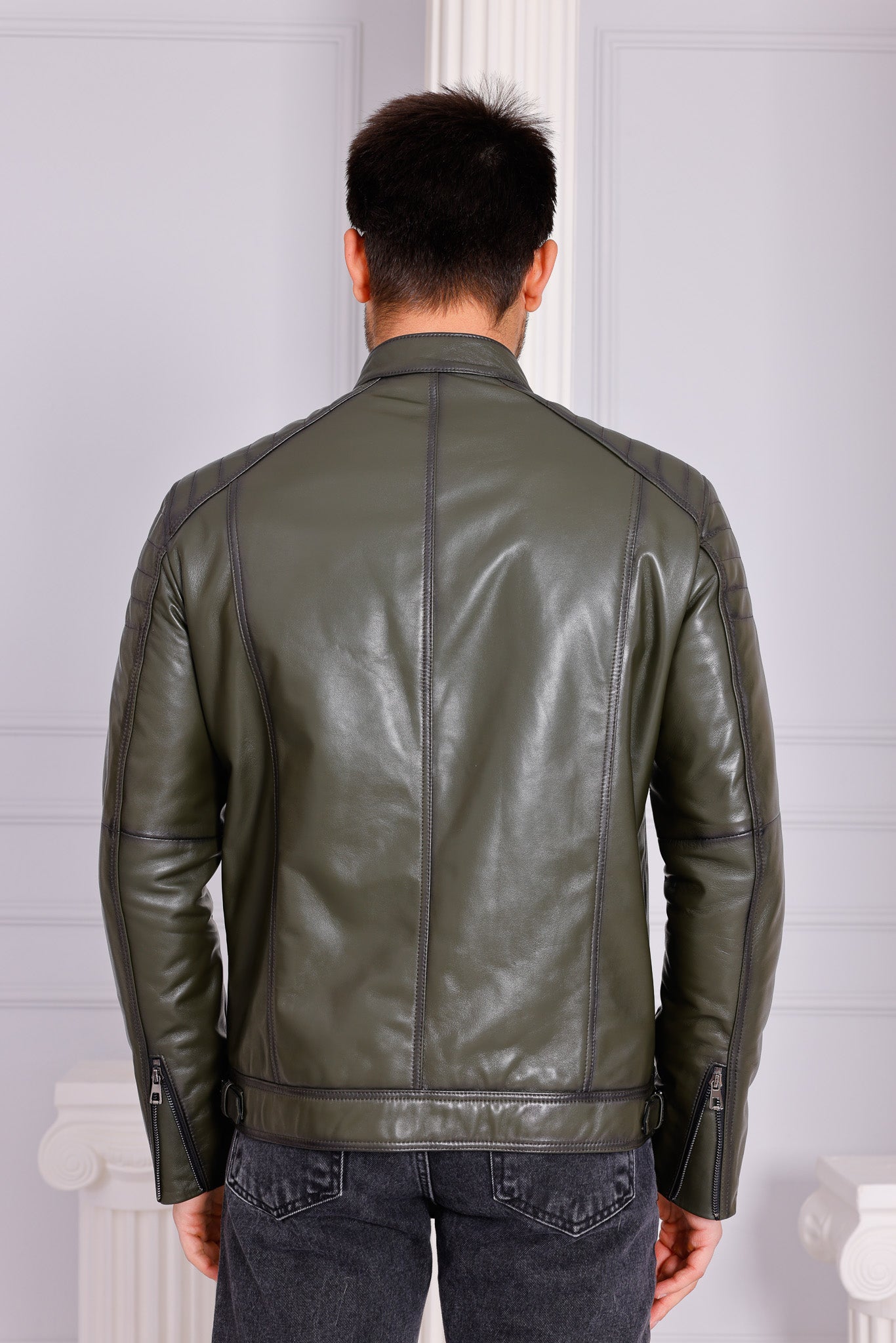 The Argento Green Leather Jacket - Vinci Leather