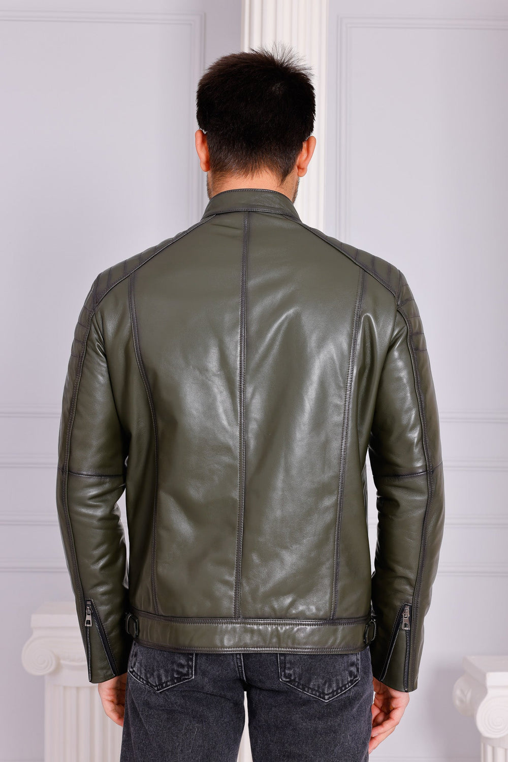 The Argento Green Leather Jacket - Vinci Leather