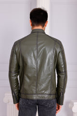 The Argento Green Leather Jacket - Vinci Leather