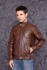The Argento Brown Leather Jacket - Vinci Leather