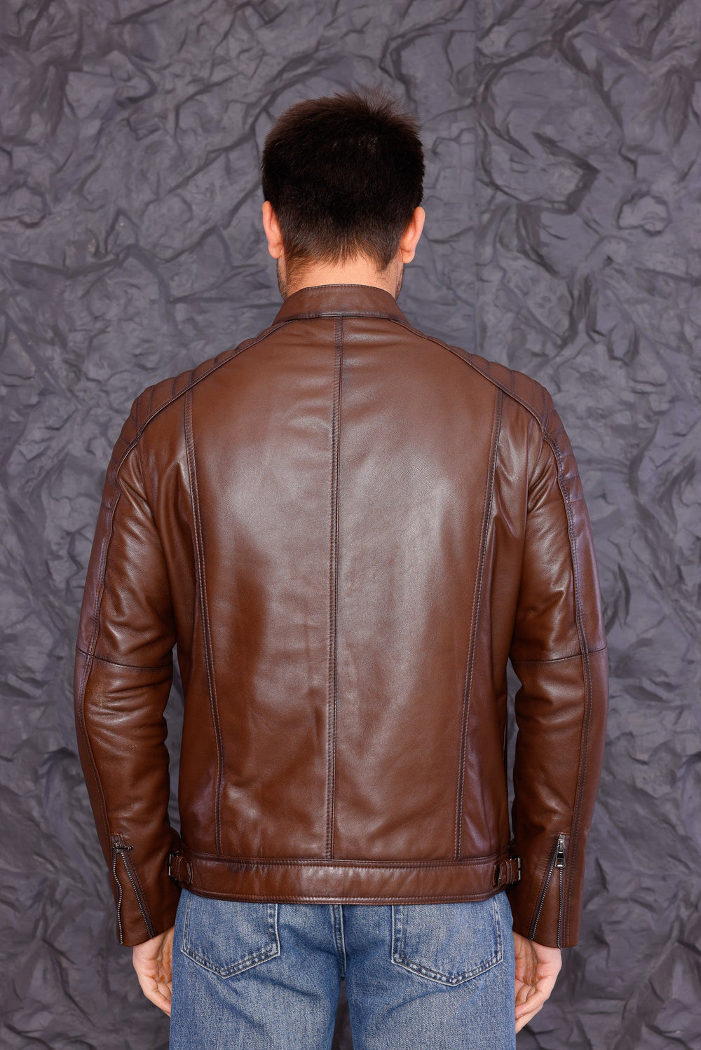 The Argento Brown Leather Jacket - Vinci Leather