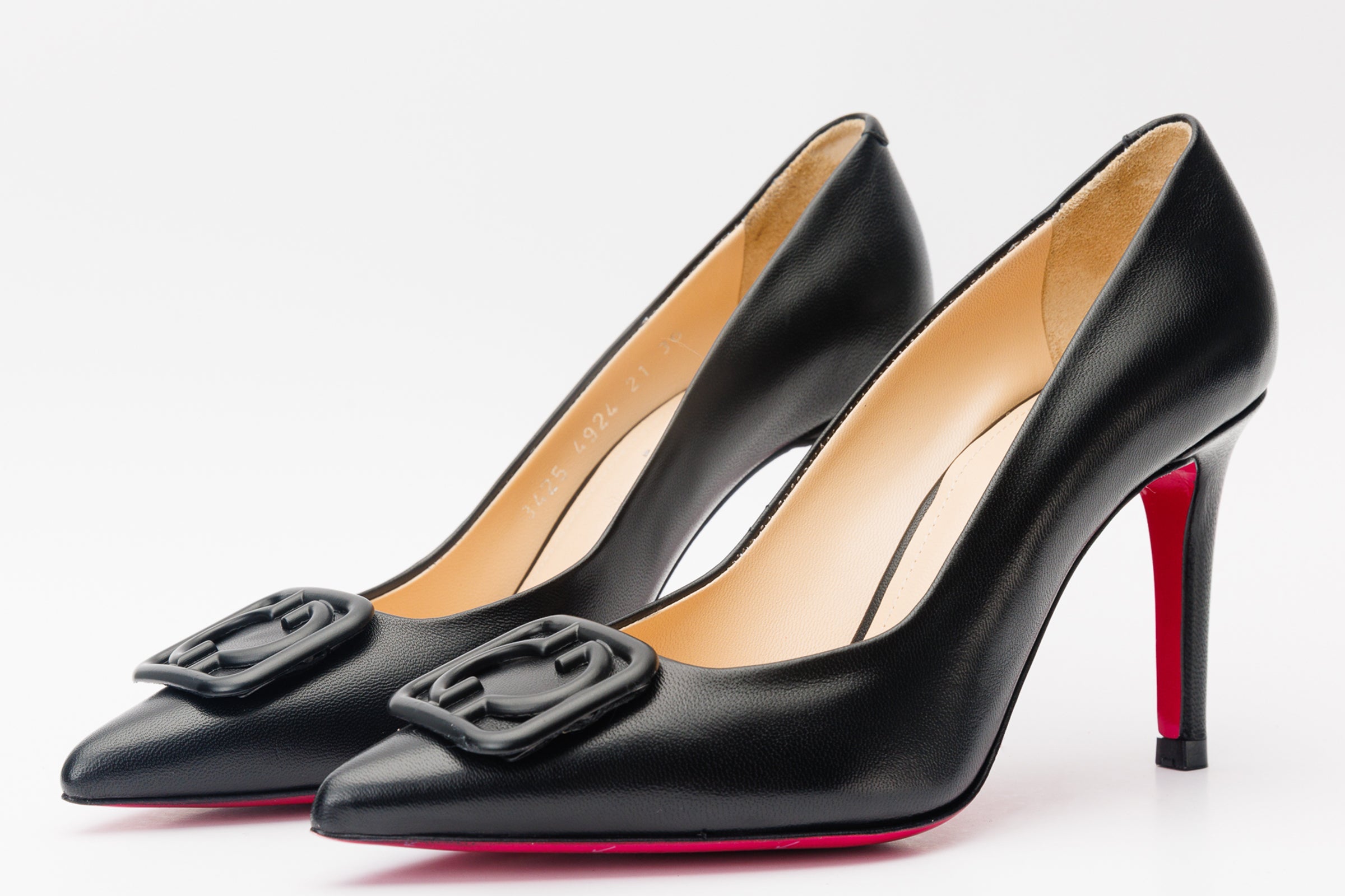 The Maneadero Black Leather Pump Fuchsia Sole Shoe - Vinci Leather