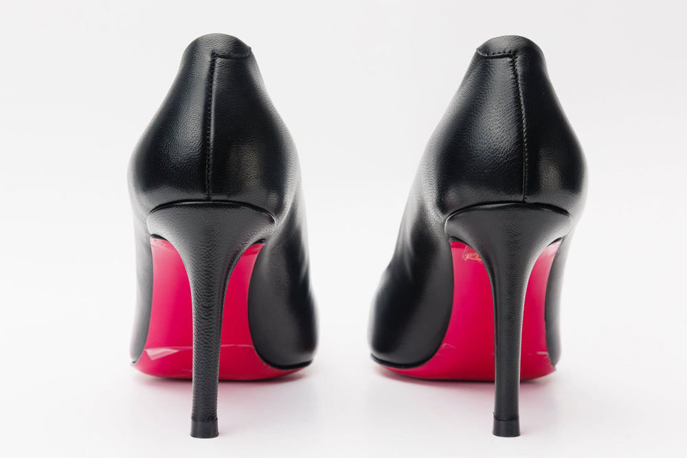 The Maneadero Black Leather Pump Fuchsia Sole Shoe - Vinci Leather