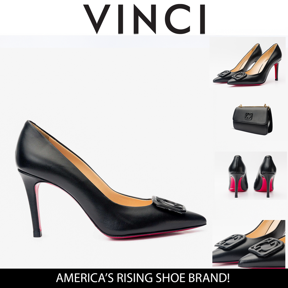 The Maneadero Black Leather Pump Fuchsia Sole Shoe - Vinci Leather