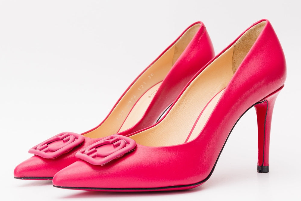 The Maneadero Pink Leather Pump Fuchsia Sole Shoe - Vinci Leather