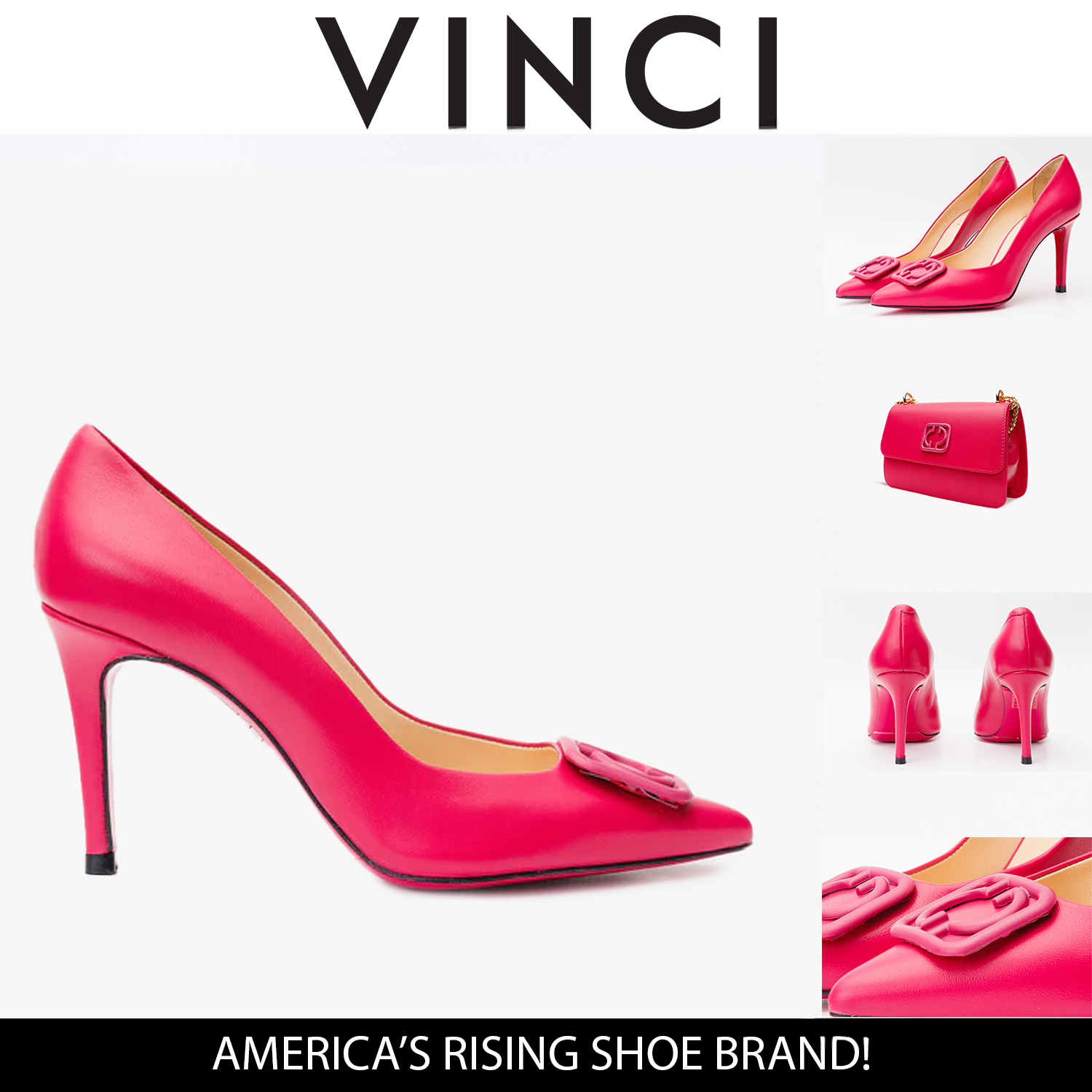 The Maneadero Pink Leather Pump Fuchsia Sole Shoe - Vinci Leather