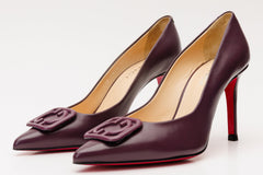The Maneadero Dark Purple Leather Pump Fuchsia Sole Shoe - Vinci Leather