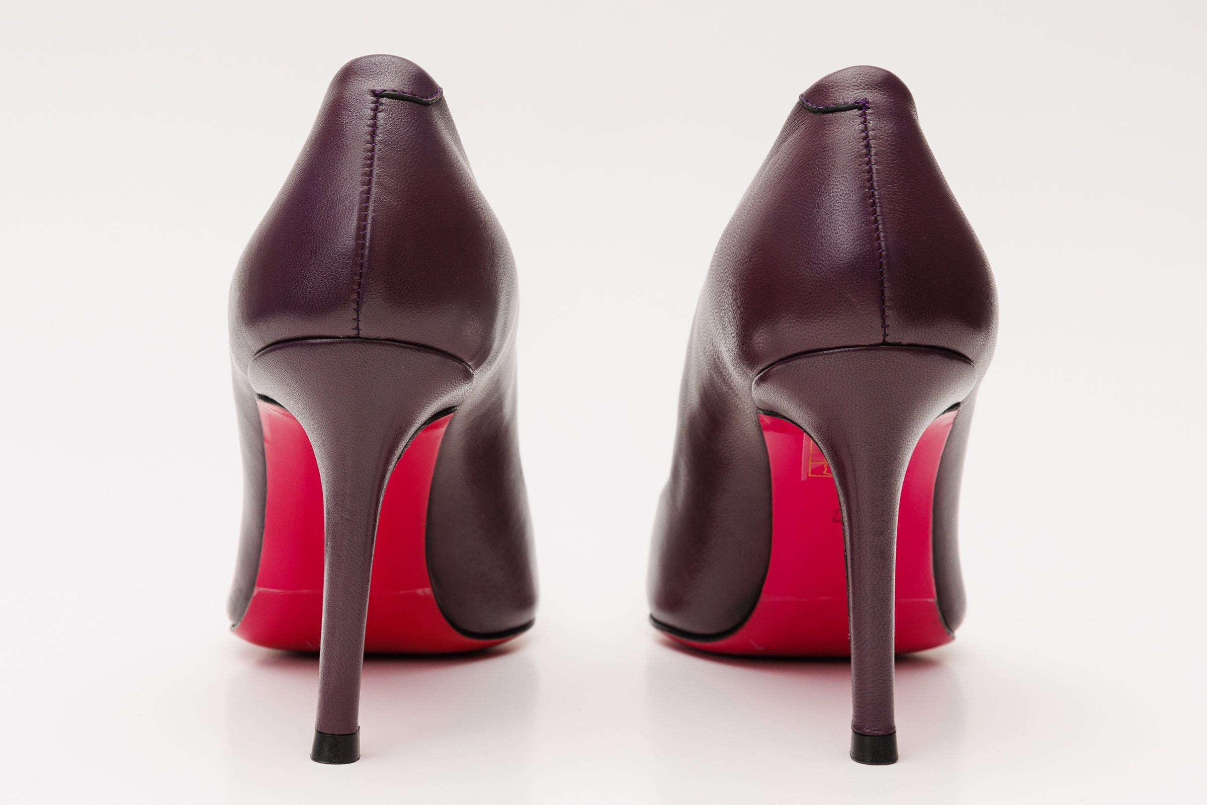The Maneadero Dark Purple Leather Pump Fuchsia Sole Shoe - Vinci Leather