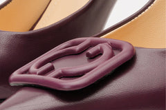 The Maneadero Dark Purple Leather Pump Fuchsia Sole Shoe - Vinci Leather