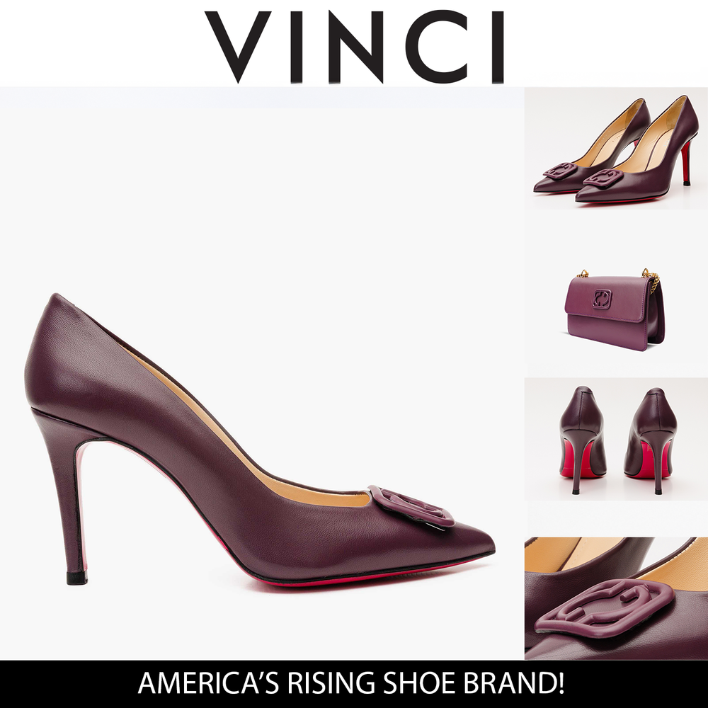 The Maneadero Dark Purple Leather Pump Fuchsia Sole Shoe - Vinci Leather