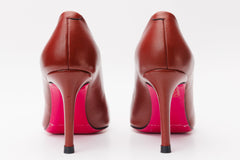 The Maneadero Dark Red Leather Pump Fuchsia Sole Shoe - Vinci Leather