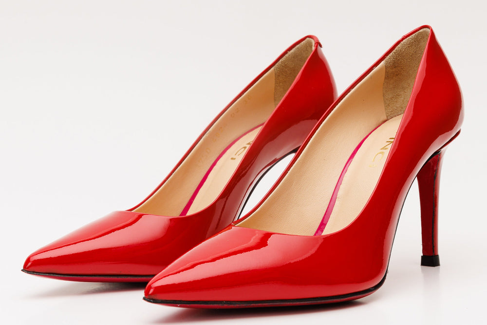 The Ege Red Leather Pump Fuchsia Sole Shoe - Vinci Leather
