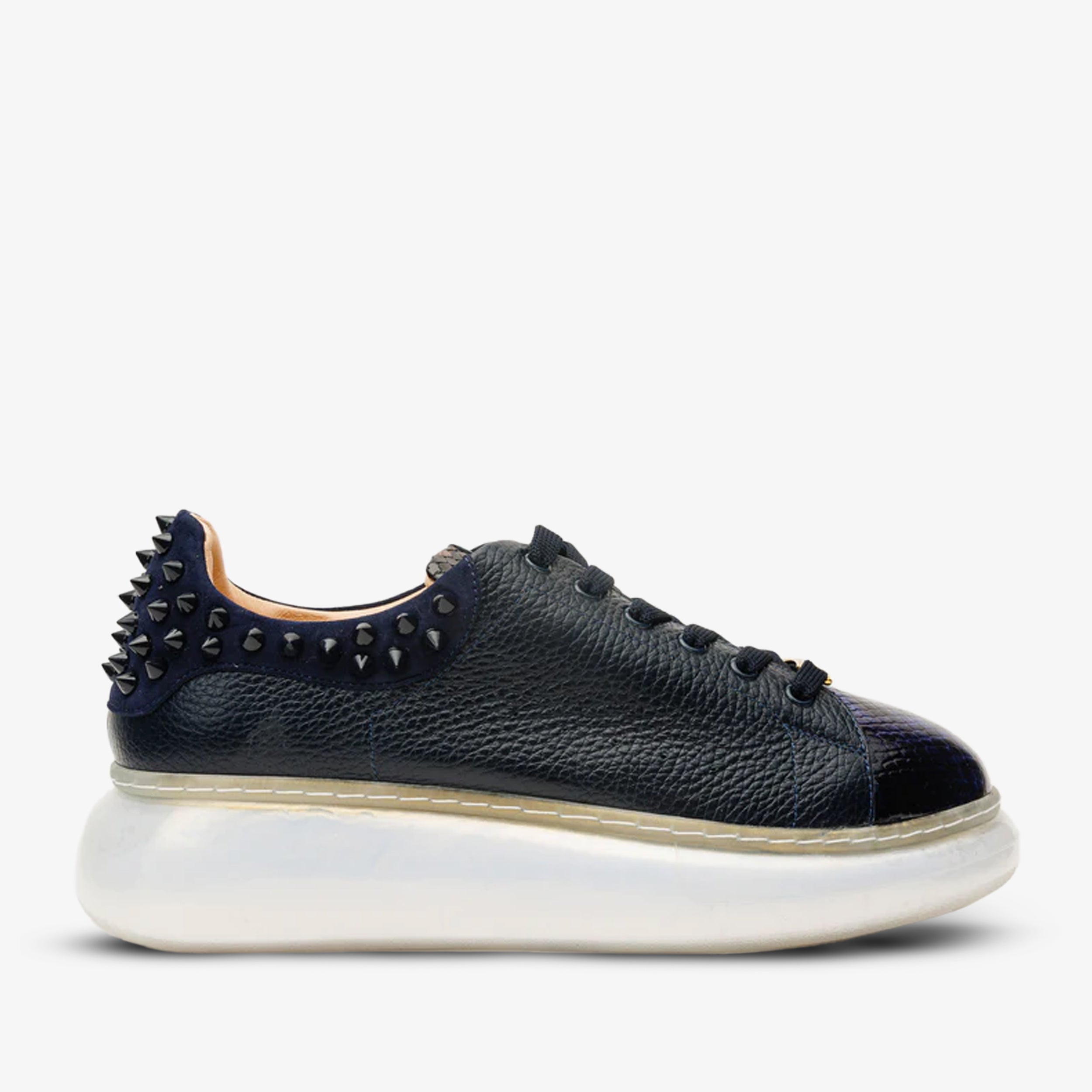 The Venezia Dark Blue Leather Sneaker - Vinci Leather
