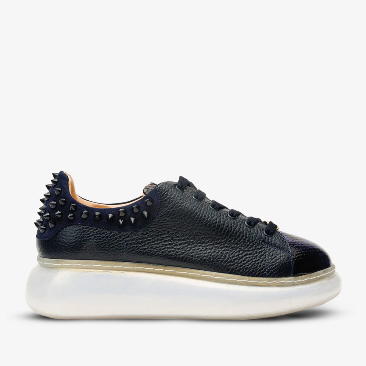 The Venezia Dark Blue Leather Sneaker - Vinci Leather